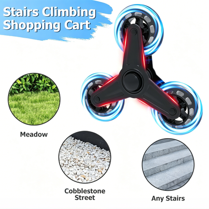 Shopping Cart to Go Upstairs,Shopping Cart on Wheels, Foldable Utility Shopping Carts with 360° Rolling Swivel Wheels for Groceries Laundry image 6