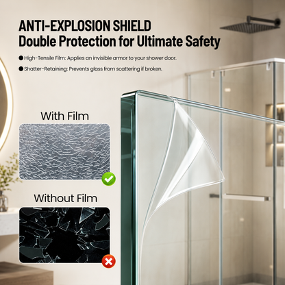 36" W x 72" H Neo-Angle Corner Shower Door, 1/4" (6mm) Clear Tempered Glass with Safety Film and Nano Coating, Framed Pivot Design, Chrome image 2
