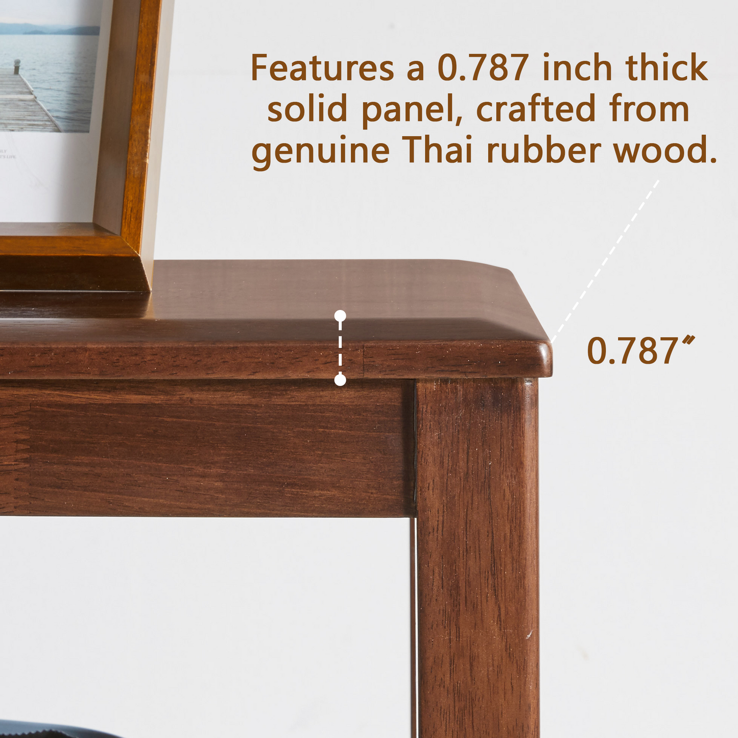 100% Solid Wood Rustic Side Table for Living Room,End Table with Storage Shelf 2-Tier Sofa Table for Living Room, Rubber Wood Indoor Plant Stand image 10
