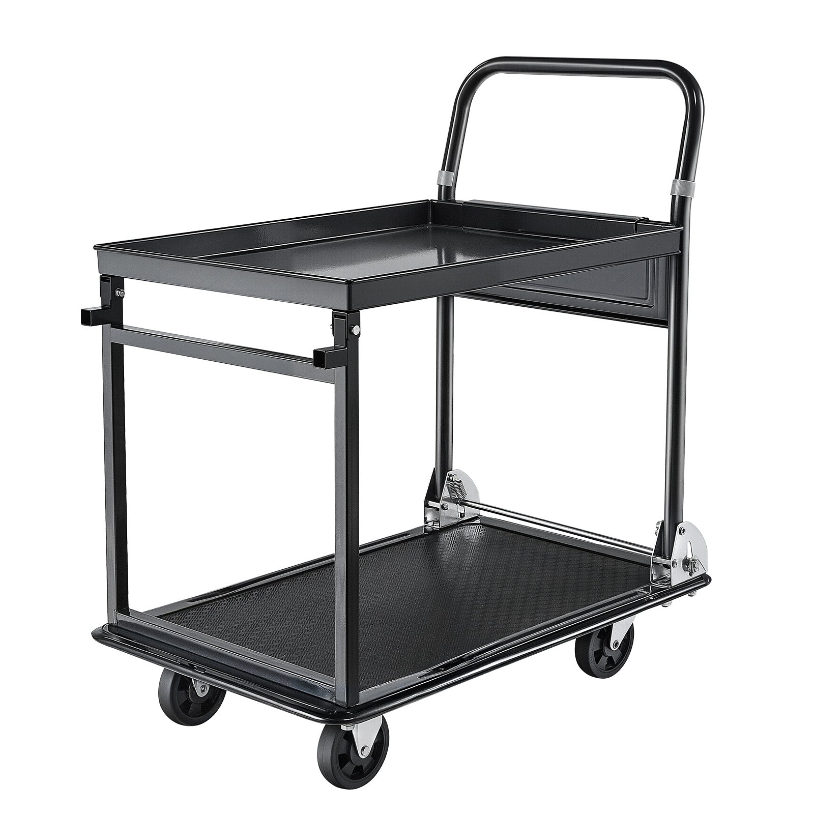 Foldable Push Cart Dolly, 700 lbs, Heavy Duty Platform Hand Truck with Wheels, High-Strength Steel, 2 Tier Moving Flatbed Cart, for Warehouse, Garage, Workshop, Office, 28.7 x 18.5 x 32.3 in image 8