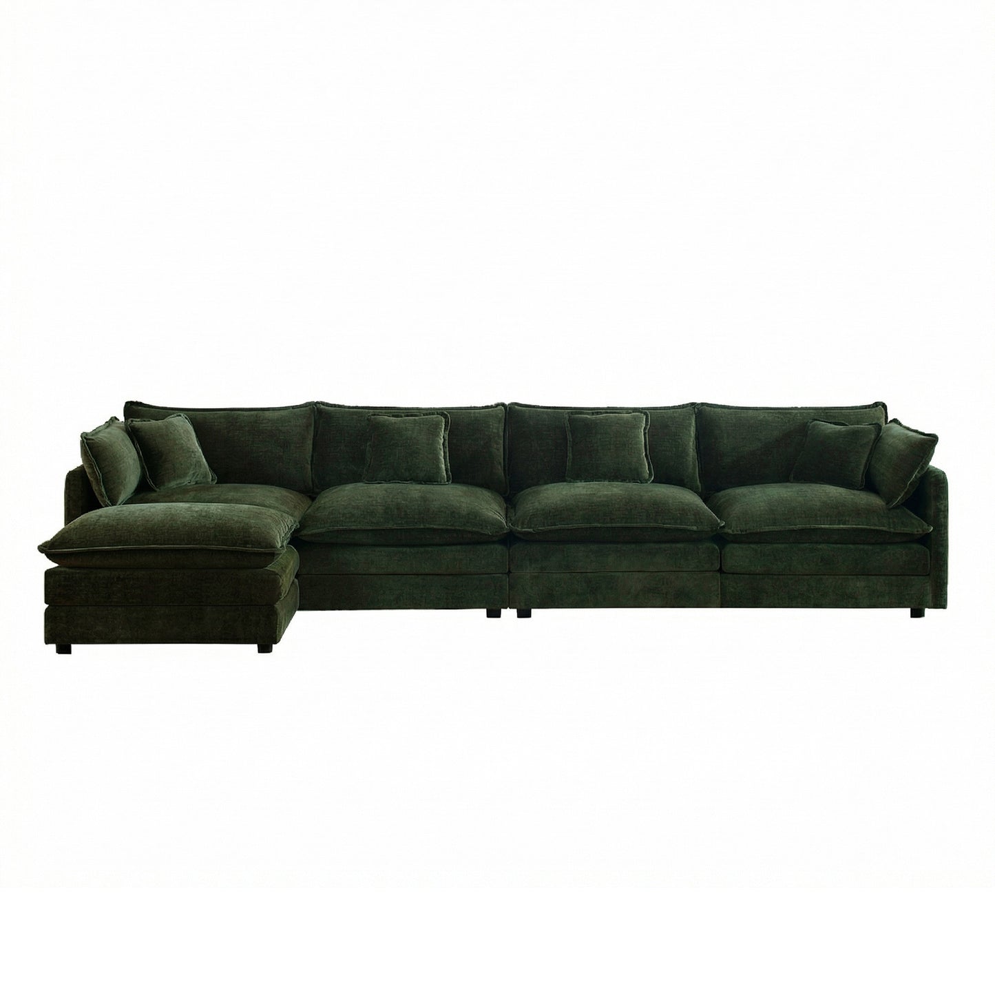 Modular Sectional Sofa for Living Room,U Shaped Couch 4 Seater Convertible Sectional Couch with 1 Ottoman,Green Chenille image 3