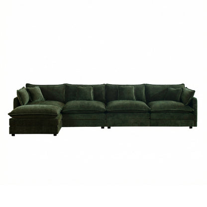 Modular Sectional Sofa for Living Room,U Shaped Couch 4 Seater Convertible Sectional Couch with 1 Ottoman,Green Chenille image 3