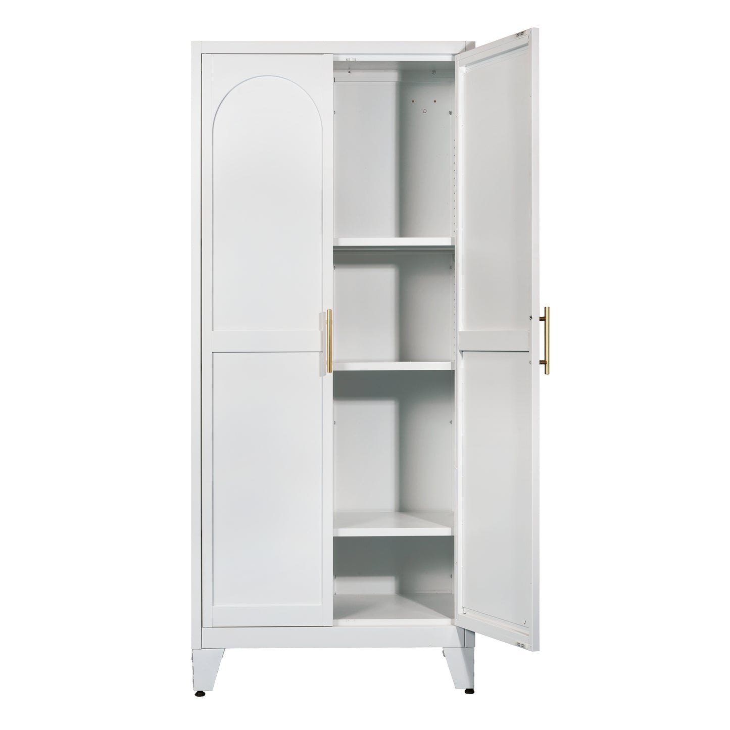 71'' 2 Shapely Doors Cabinet, Metal Storage Cabinet with Doors and Adjustable Shelves, for Bedroom, Living Room, Kitchen(White) image 5