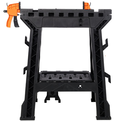 Folding Clamping Sawhorse Set of 2, Heavy Duty Clamping Sawhorse 2200 LBS Load Capacity,Plastic Sawhorse for Garage, Workshop, Fully Assembled image 5