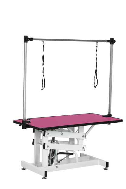 42.5INCH HYDRAULIC PET GROOMING TABLE WITH "H" ARM PINK image 6
