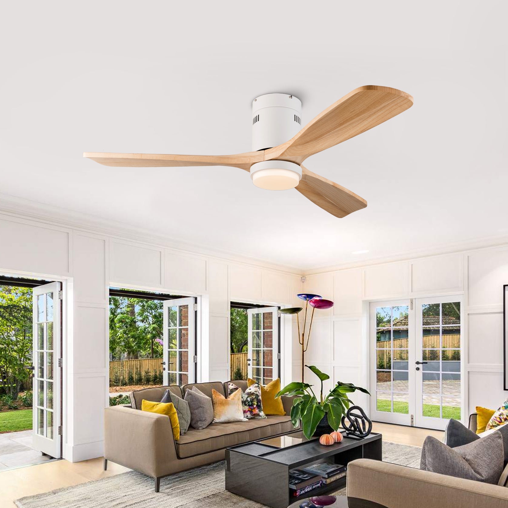 52 inch Low Profile Ceiling fan with Light and Remote Control, Flush Mount, Reversible, 3CCT, Dimmable, Noiseless, Ceiling Fan for Bedroom, Indoor/Outdoor Use image 12