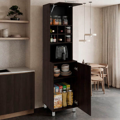 Attica 80" High, Double Door Kitchen Pantry Cabinet with Six Space Cubbies 4 Interior Shelves, Tall Storage Cabinets for Kitchen image 2