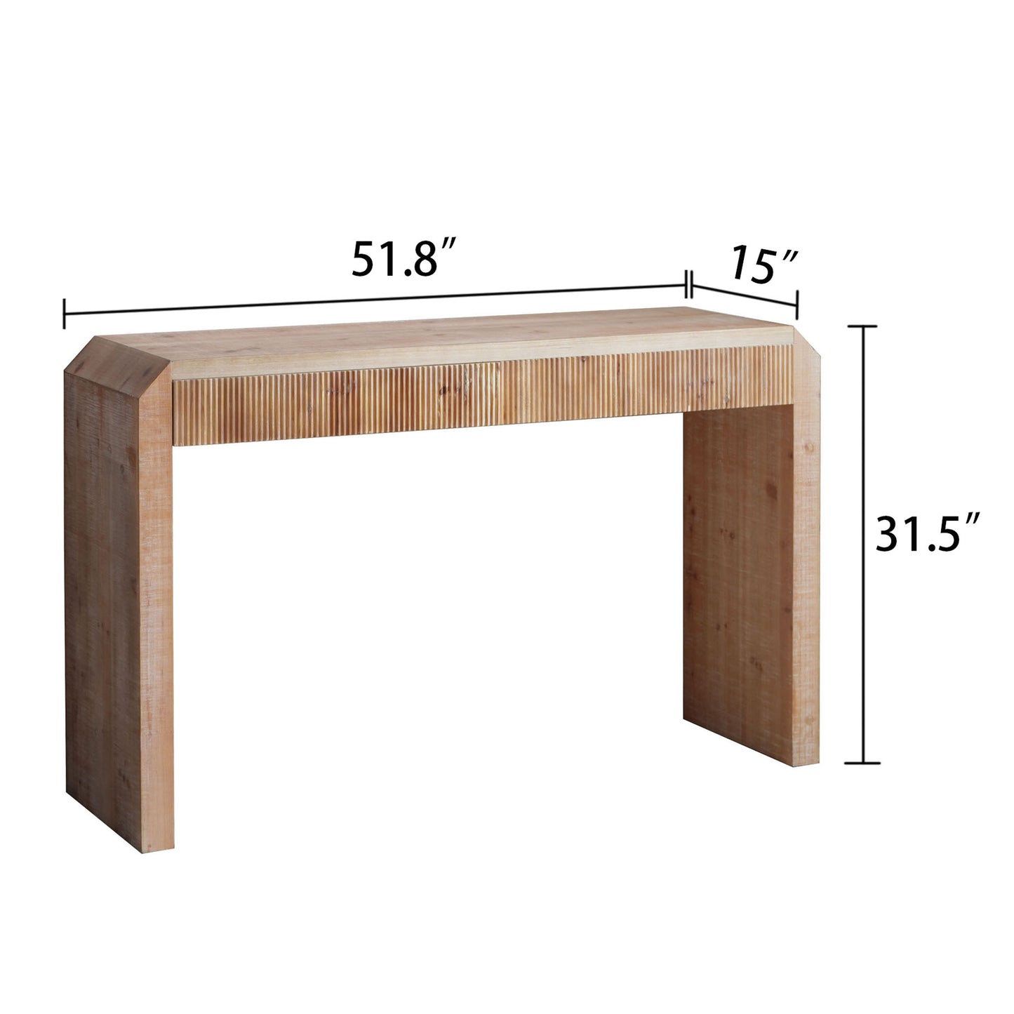 Rustic Wooden Console Table with Drawer – Minimalist Design, Ribbed Texture, and Natural Finish image 12