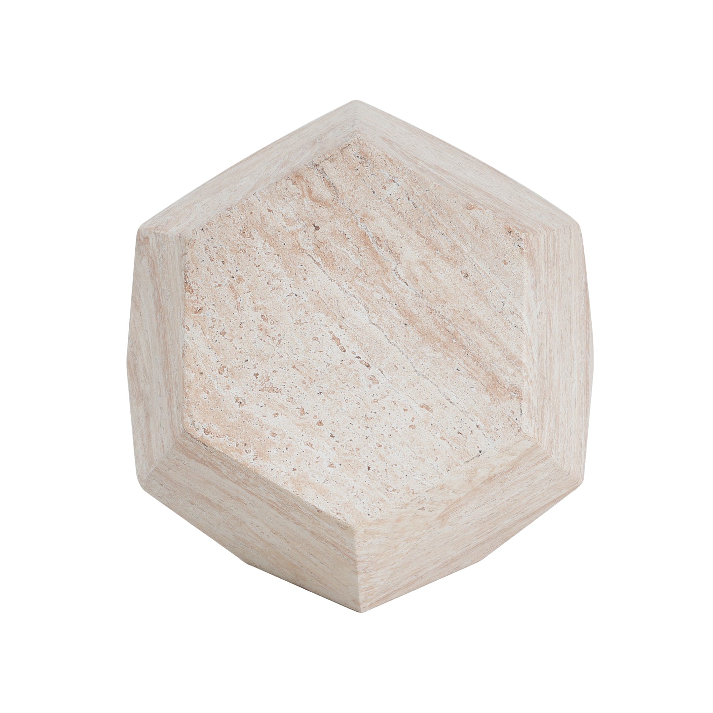 Outdoor/Indoor Lightweight Concrete Side Table,Hexagonal Round Travertine Accent Table image 7