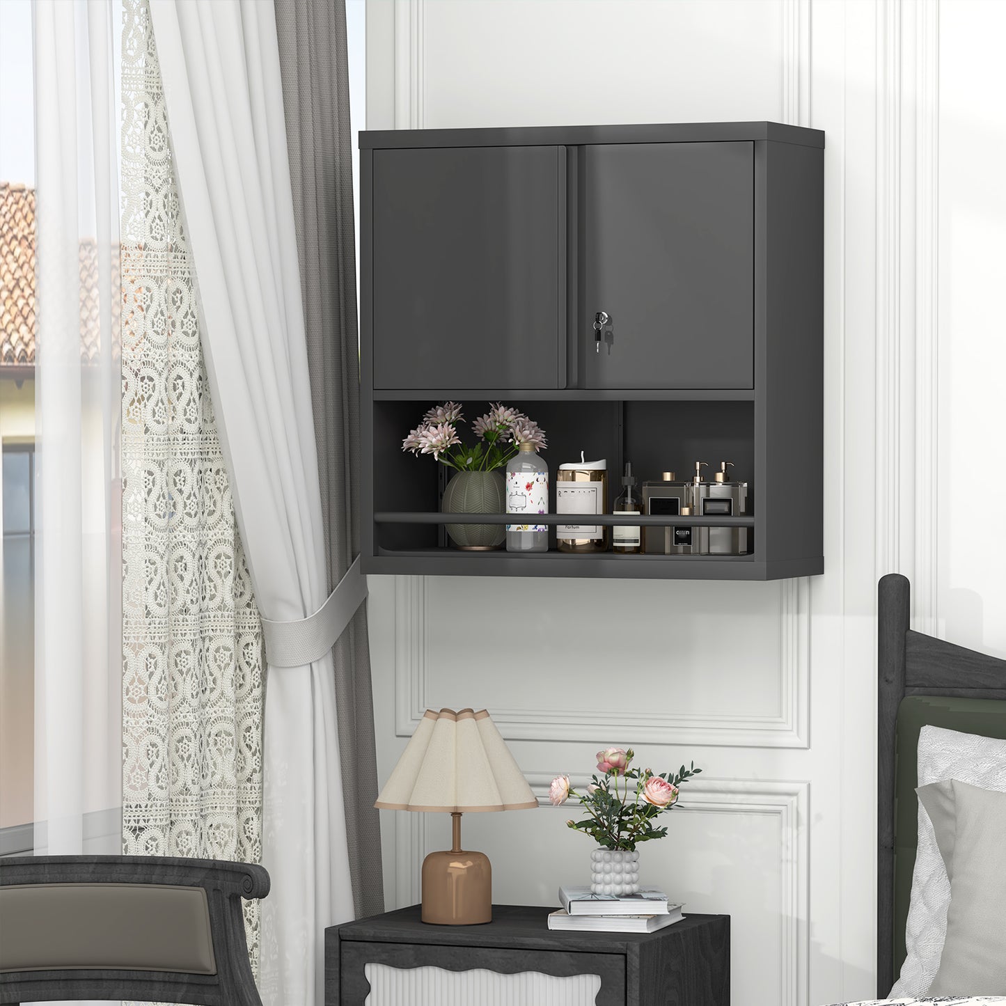 Metal Adjustable 2 Doors Metal Storage Cabinet Kitchen Pantry Cabinet With Adjustable Shelves Tall Steel Cabinet Locker For Kitchen, Living Room, Dining Room And Office image 10