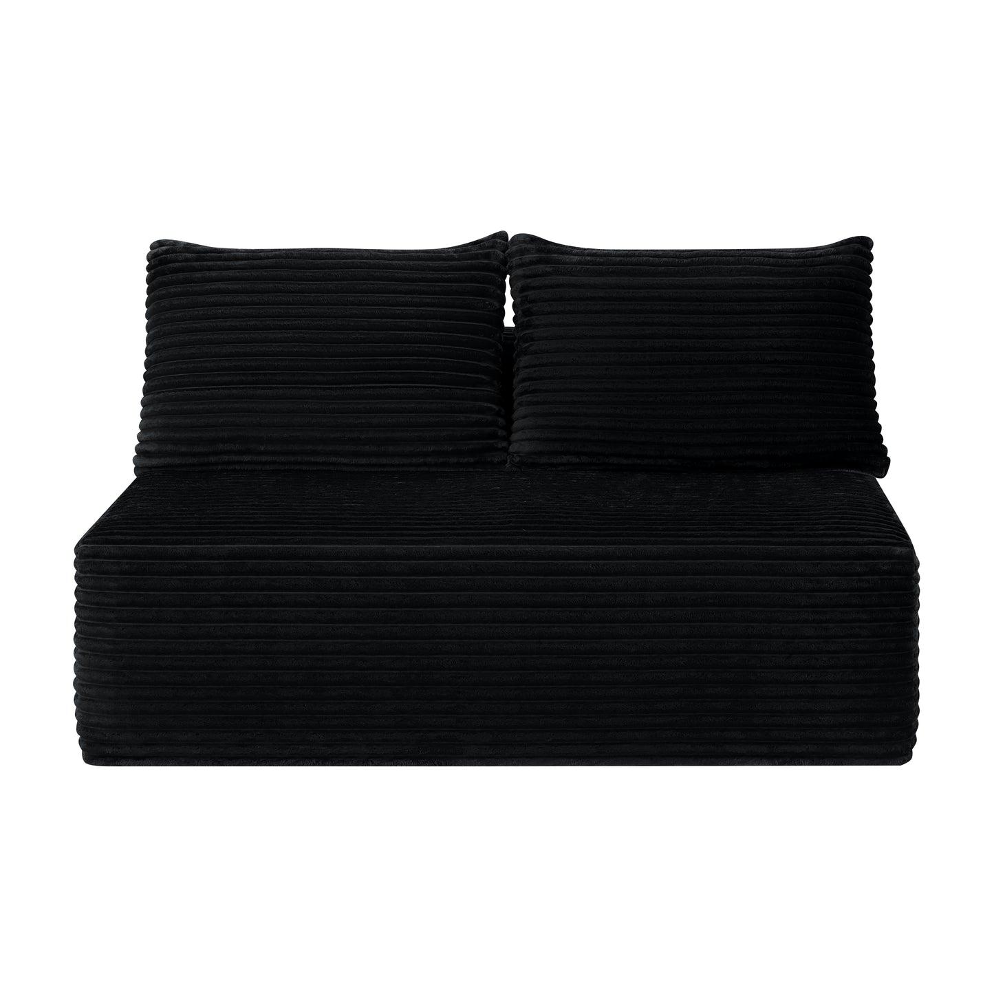 New-58" Cloud Sectional Couch, L-Shape Chaise with R-Shape Chaise with Deep Seat and Comfortable 2 Seater Couch for Modern Living Room,(Plush Fabric),Black image 2