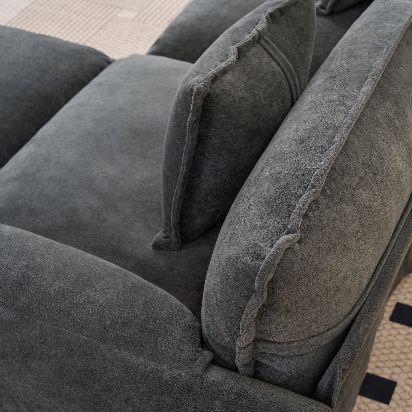 Oversized 41.73" Sofa Chair, Modern Upholstered Armchair with 1 Toss Pillow, Modular Sectional Sofa for Living Room, Deep Seat Reading Sofa for Bedroom Apartment, DIY Combination Chenille,Grey image 6