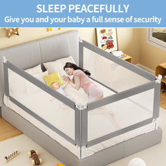 Safe Detachable Bed Rail for Toddlers - Baby Bed Guard (Grey)
