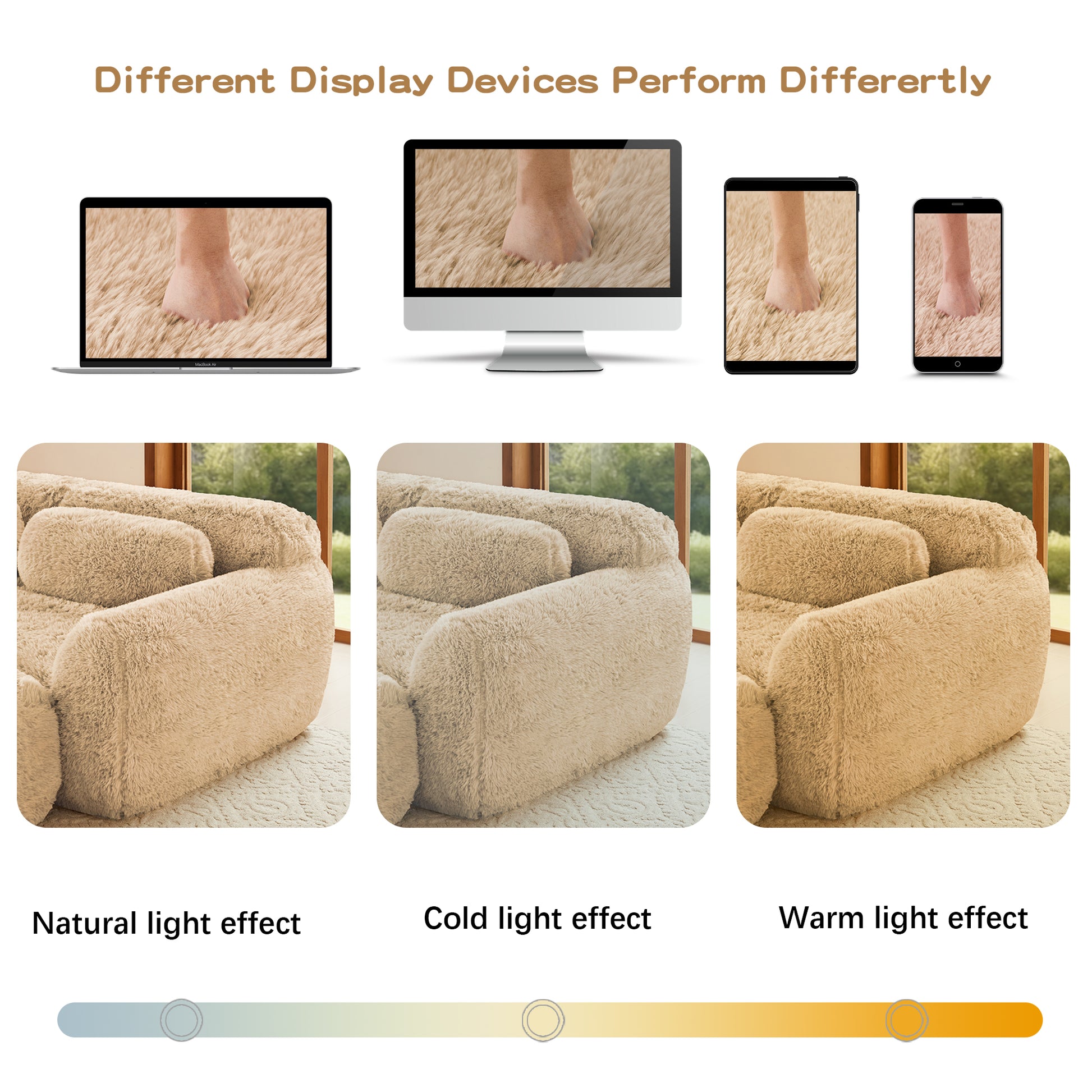 2-seater Modular Sectional Sofa Couches,Soft Fluffy Plush Fabric Bottom Anti-Slip Design,32D High Density Sponge,No Assembly Required Ergonomic Design,With Throw Pillows For Study,Light Khaki image 12