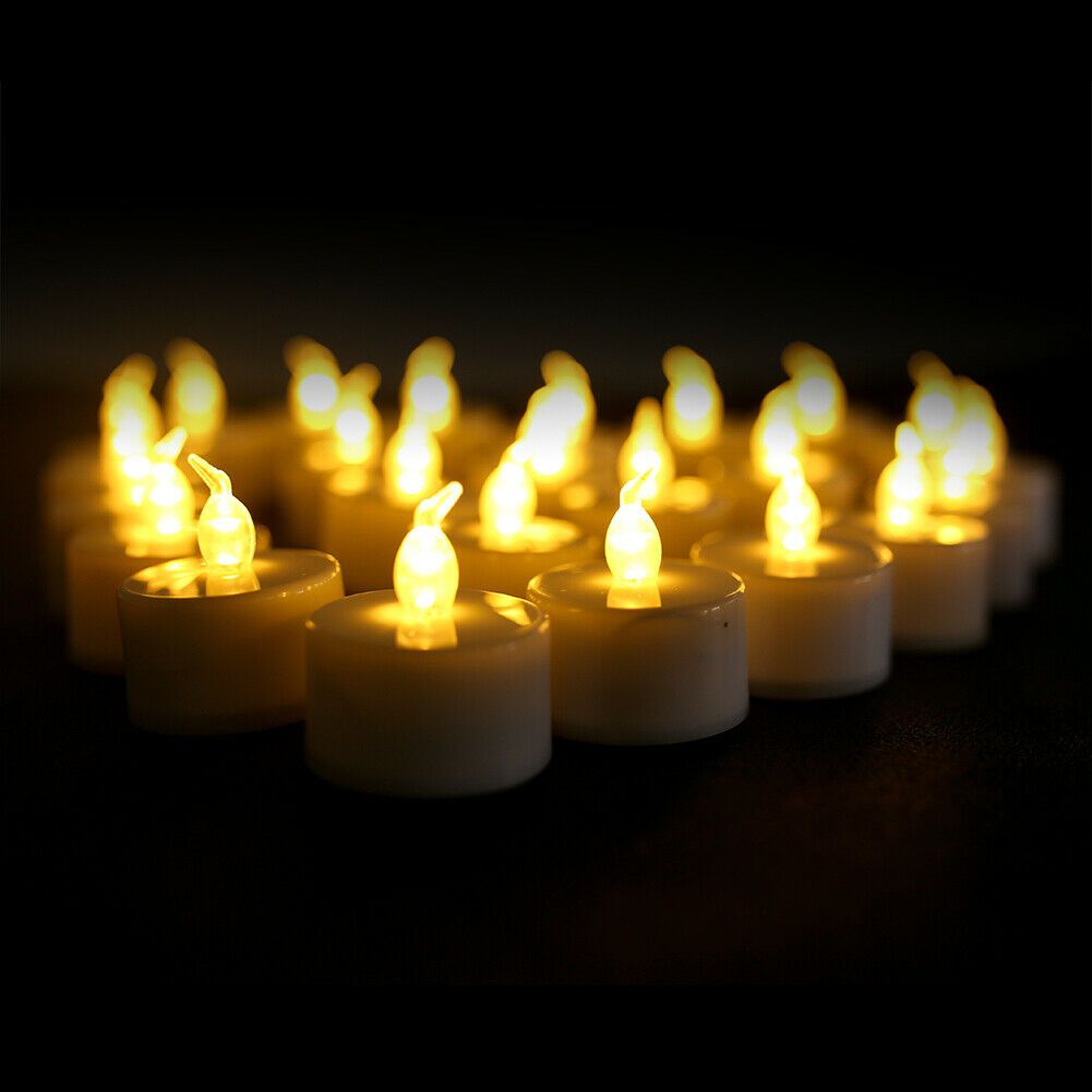 48x LED Tea Lights Candles Battery Operated Flickering Flameless Realistic Tealight image 1