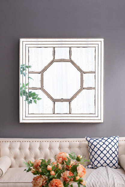 48"x48" Antique Style Decorative Square Wall Mirror with Mirrored Frame, Wall Decor for Living Room Entryway, Console Le image 2