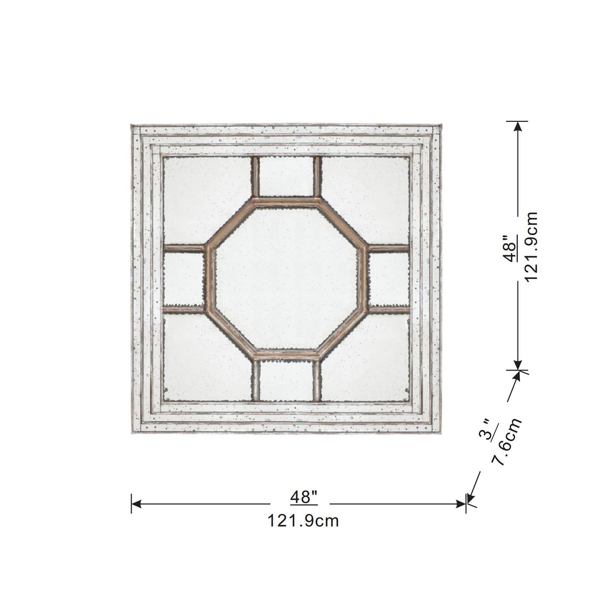 48"x48" Antique Style Decorative Square Wall Mirror with Mirrored Frame, Wall Decor for Living Room Entryway, Console Le image 13