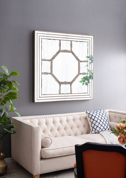 48"x48" Antique Style Decorative Square Wall Mirror with Mirrored Frame, Wall Decor for Living Room Entryway, Console Le image 1
