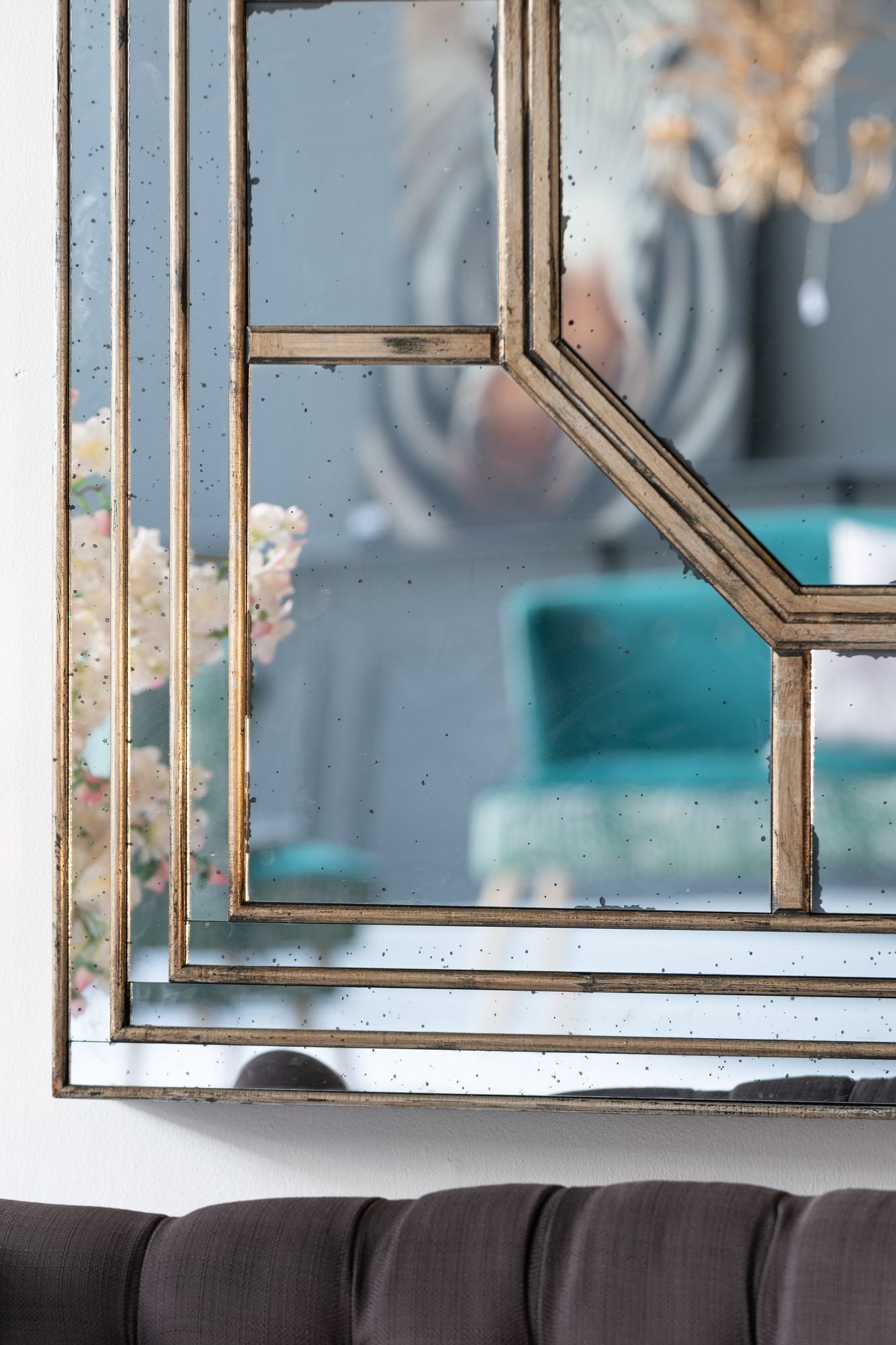 48"x48" Antique Style Decorative Square Wall Mirror with Mirrored Frame, Wall Decor for Living Room Entryway, Console Le image 11