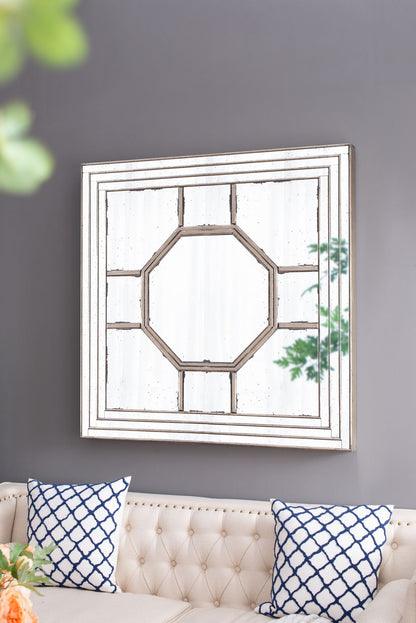 48"x48" Antique Style Decorative Square Wall Mirror with Mirrored Frame, Wall Decor for Living Room Entryway, Console Le image 10