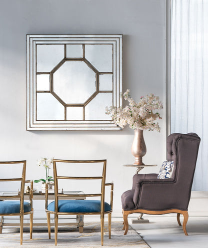 48"x48" Antique Style Decorative Square Wall Mirror with Mirrored Frame, Wall Decor for Living Room Entryway, Console Le image 9
