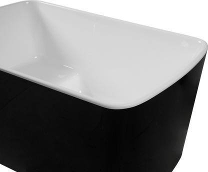 49'' x 28'' Acrylic Freestanding Soaking Bathtub, Square-shape Japanese Soaking Hot Tub, Sit-In Design with Chrome Overf image 11