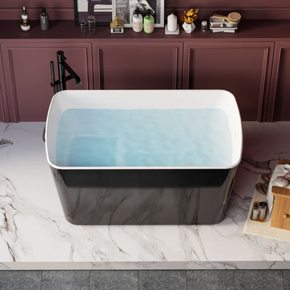 49'' x 28'' Acrylic Freestanding Soaking Bathtub, Square-shape Japanese Soaking Hot Tub, Sit-In Design with Chrome Overf image 1
