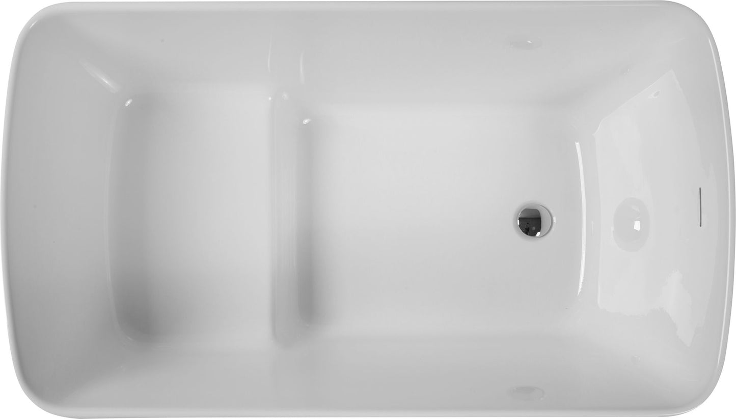 49'' x 28'' Acrylic Freestanding Soaking Bathtub, Square-shape Japanese Soaking Hot Tub, Sit-In Design with Chrome Overf image 10