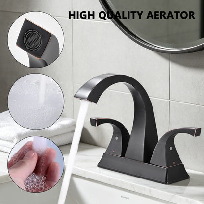 Two Handle 4 Inch Centerset Bathroom Sink Faucet with Pop-Up Drain, Oil rubbed bronze image 6