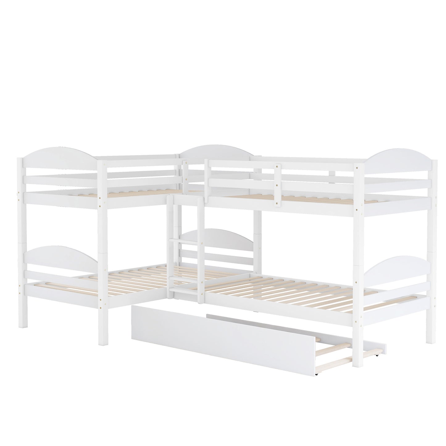Twin L-Shaped Bunk bed with Trundle-White{OLD SKU:LT000024AAK} image 8