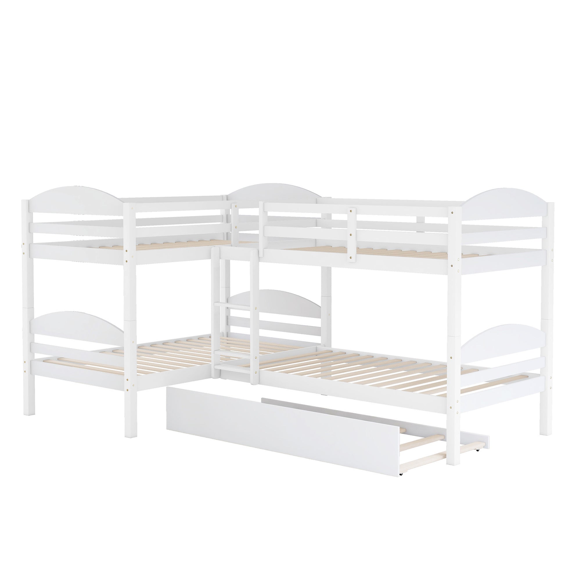 Twin L-Shaped Bunk bed with Trundle-White{OLD SKU:LT000024AAK} image 8
