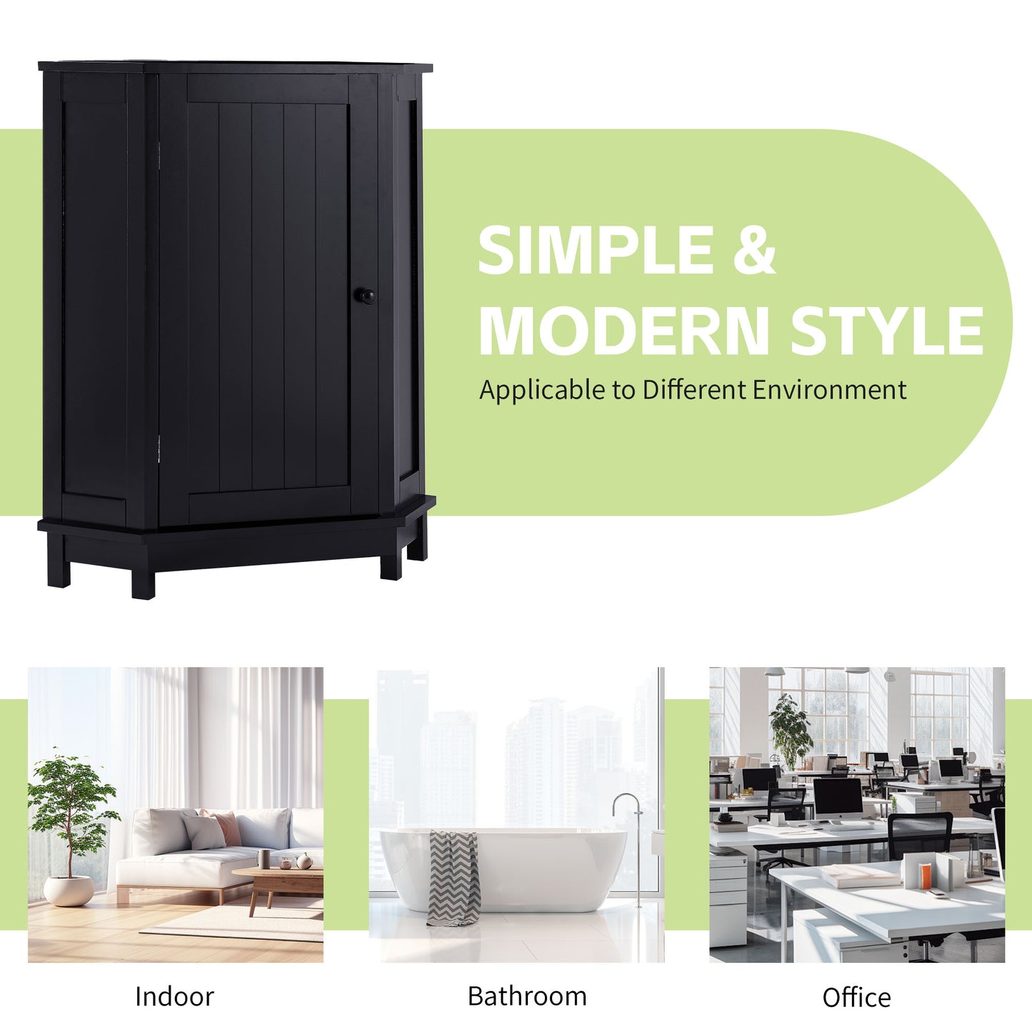 Black Bathroom Cabinet Triangle Corner Storage Cabinet with Adjustable Shelf Modern Style MDF Board(Old SKU:N725P172615B) image 9