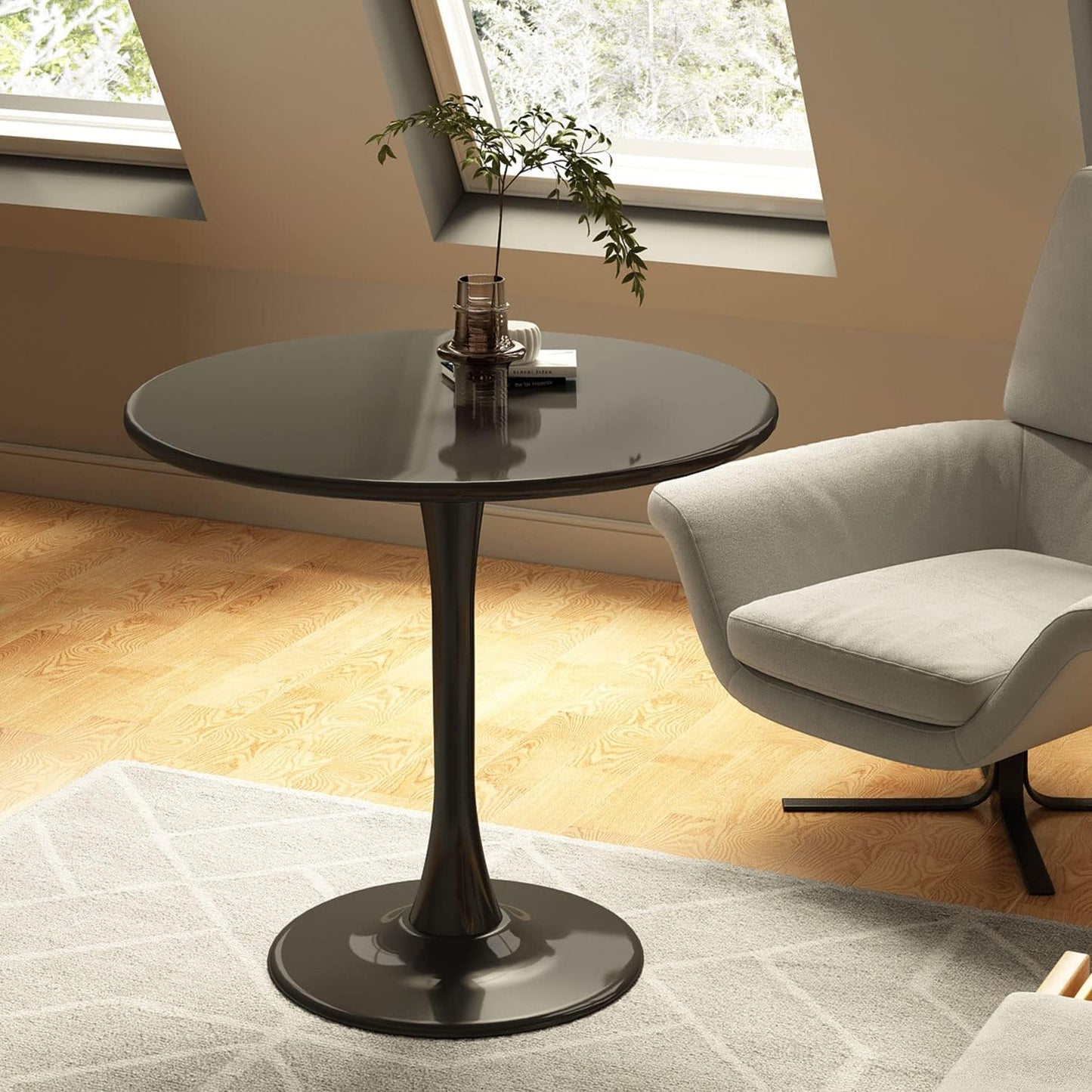 Modern Round Dining Table, ∅31.5'' Kitchen Dining Room Furniture, Coffee Table, Leisure Table, Living Room Table, Dining Table, Kitchen Table, Oval Dining Table (BLACK) image 12