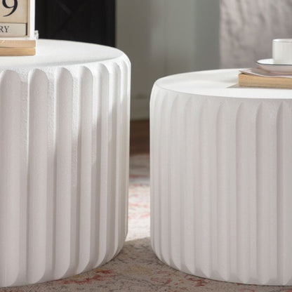 White Scalloped Round Coffee Table Set: Nesting Design, Elegant Curved-Edge Shape for Cozy Living Room Styling image 6