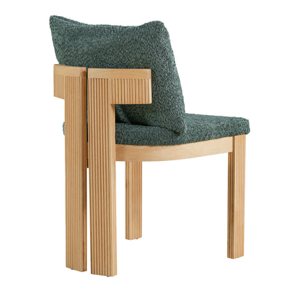 Indoor Boucle Dining Chair Set of 2, Rubber Wood Frame, Plush Green Boucle Seating, 250lbs Weight Capacity for Kitchen & Dining Room image 8