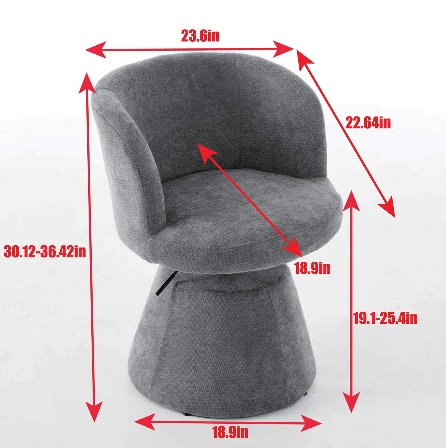 Adjustable Height 360° Swivel Bar Stool, Modern Chenille Upholstered Round Dining Chair, Ergonomic Accent Vanity Chair for Bedroom,Kitchen Island & Pub, Single Pack, Terracotta & Orange color,SW1878OG image 8