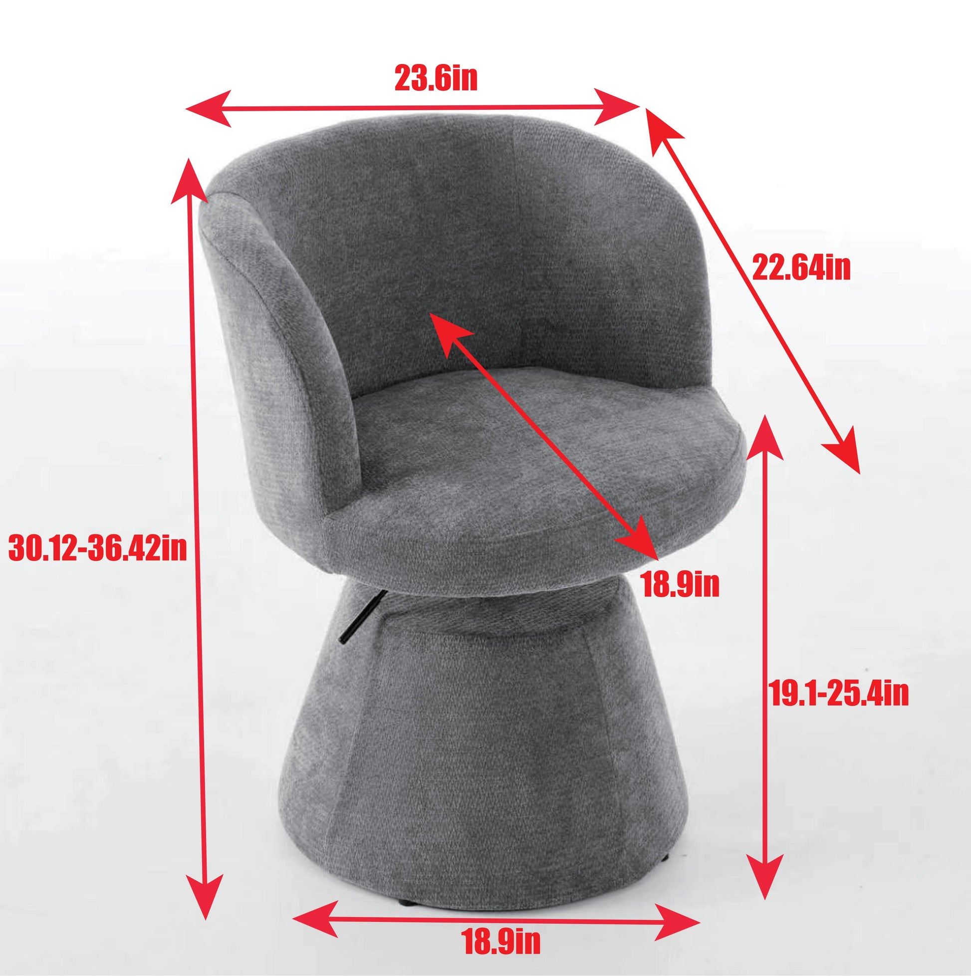 Adjustable Height 360° Swivel Bar Stool, Modern Chenille Upholstered Round Dining Chair, Ergonomic Accent Vanity Chair for Bedroom,Kitchen Island & Pub, Single Pack, Terracotta & Orange color,SW1878OG image 8
