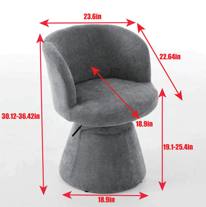 Adjustable Height 360° Swivel Bar Stool, Modern Chenille Upholstered Round Dining Chair, Ergonomic Accent Vanity Chair for Bedroom,Kitchen Island & Pub, Single Pack, Terracotta & Orange color,SW1878OG image 8