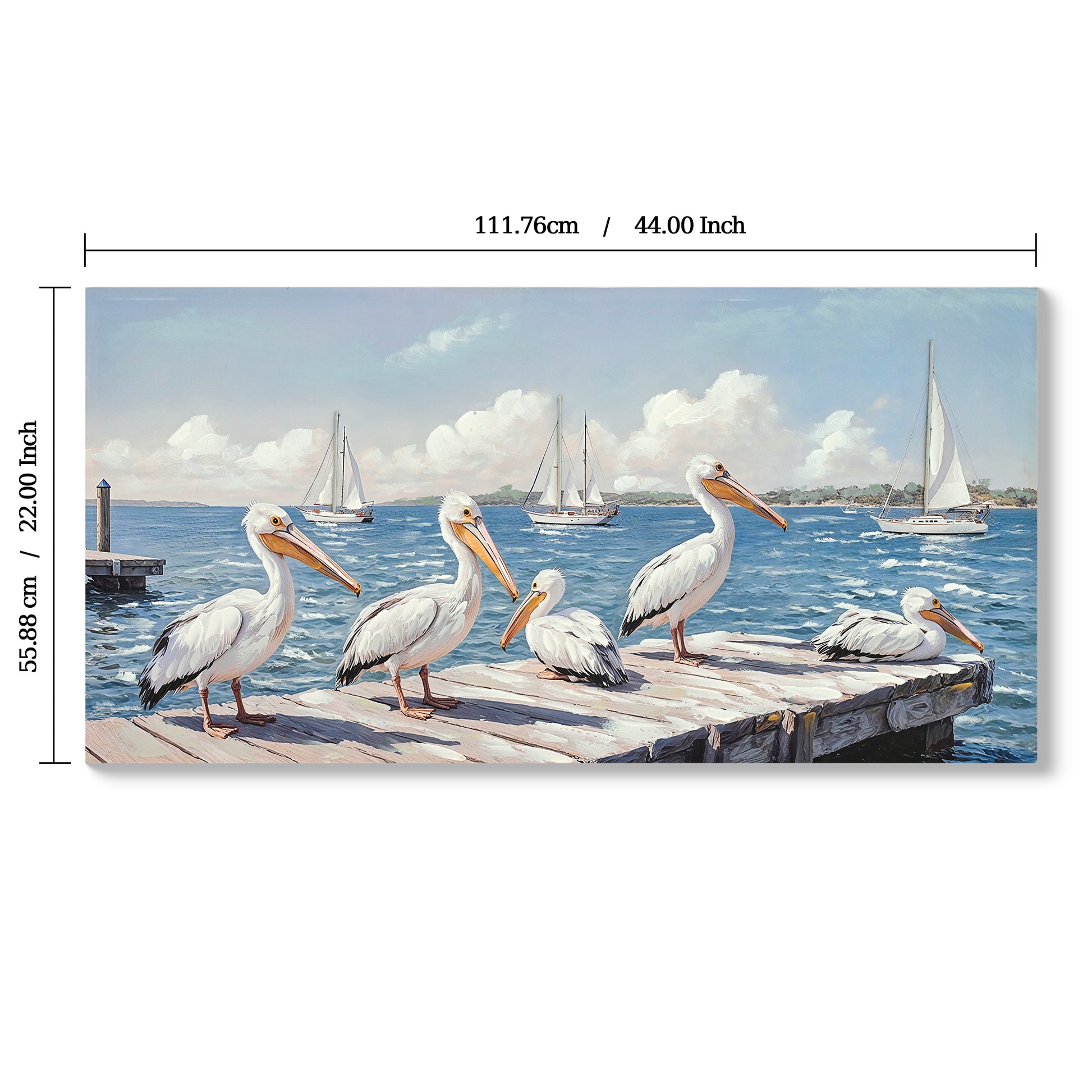 Beach Wall Art - Large Blue Ocean Seagull Canvas Pictures for Living Room Aesthetic Beach Birds Painting Prints Modern Coastal Seascape Artwork Wall Art for Bedroom Decoration 22" X 44" image 8
