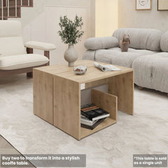 Stylish Macadamia and White Side Table with Open Storage