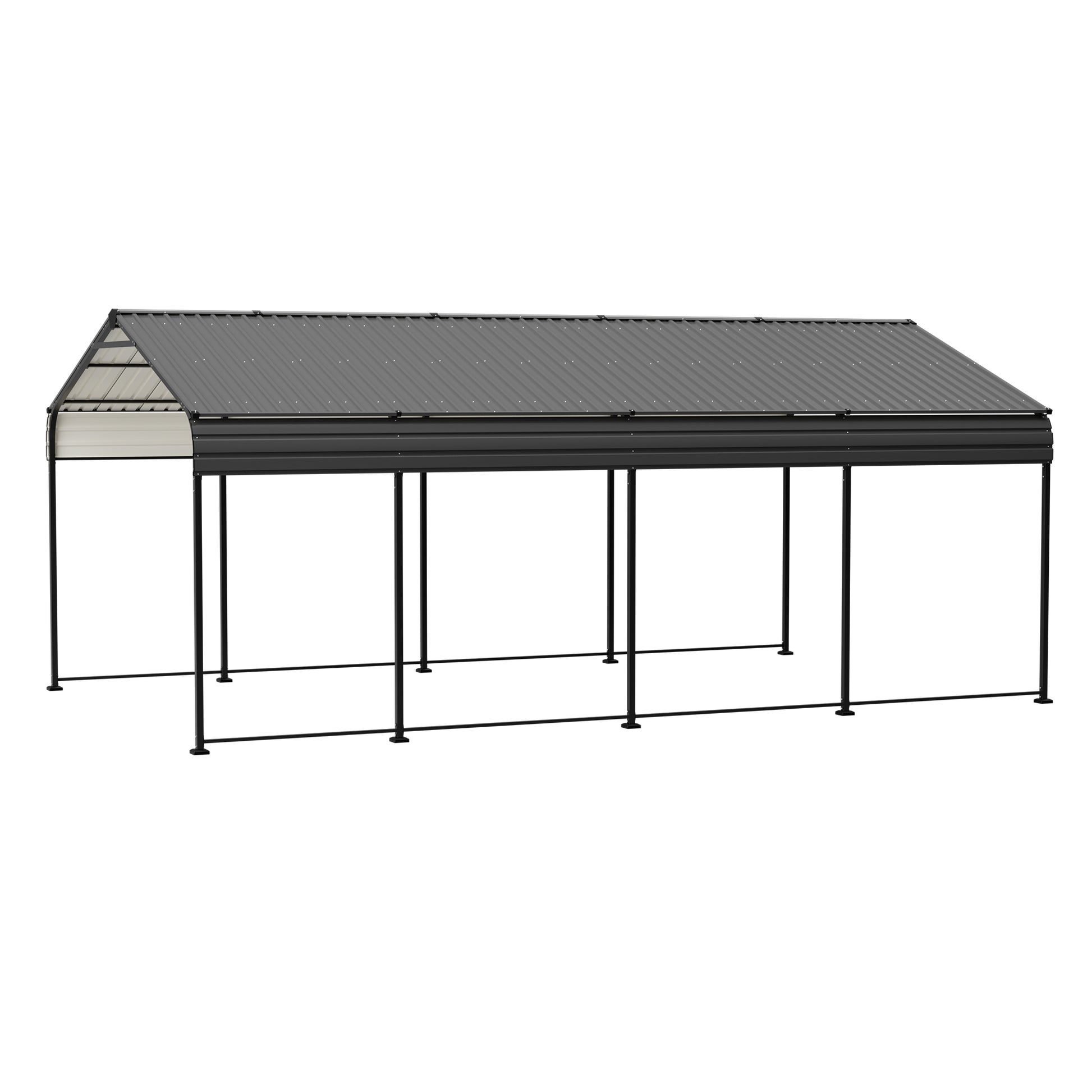 12X20 FT Metal Carport, Outdoor Car Shelter All Weather, Heavy Duty Outdoor Galvanized Car Shelter for Car Boat Truck and SUVs Black image 10