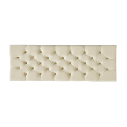 Button - Tufted and Diamond - Stitched Storage Ottoman, Beige image 2