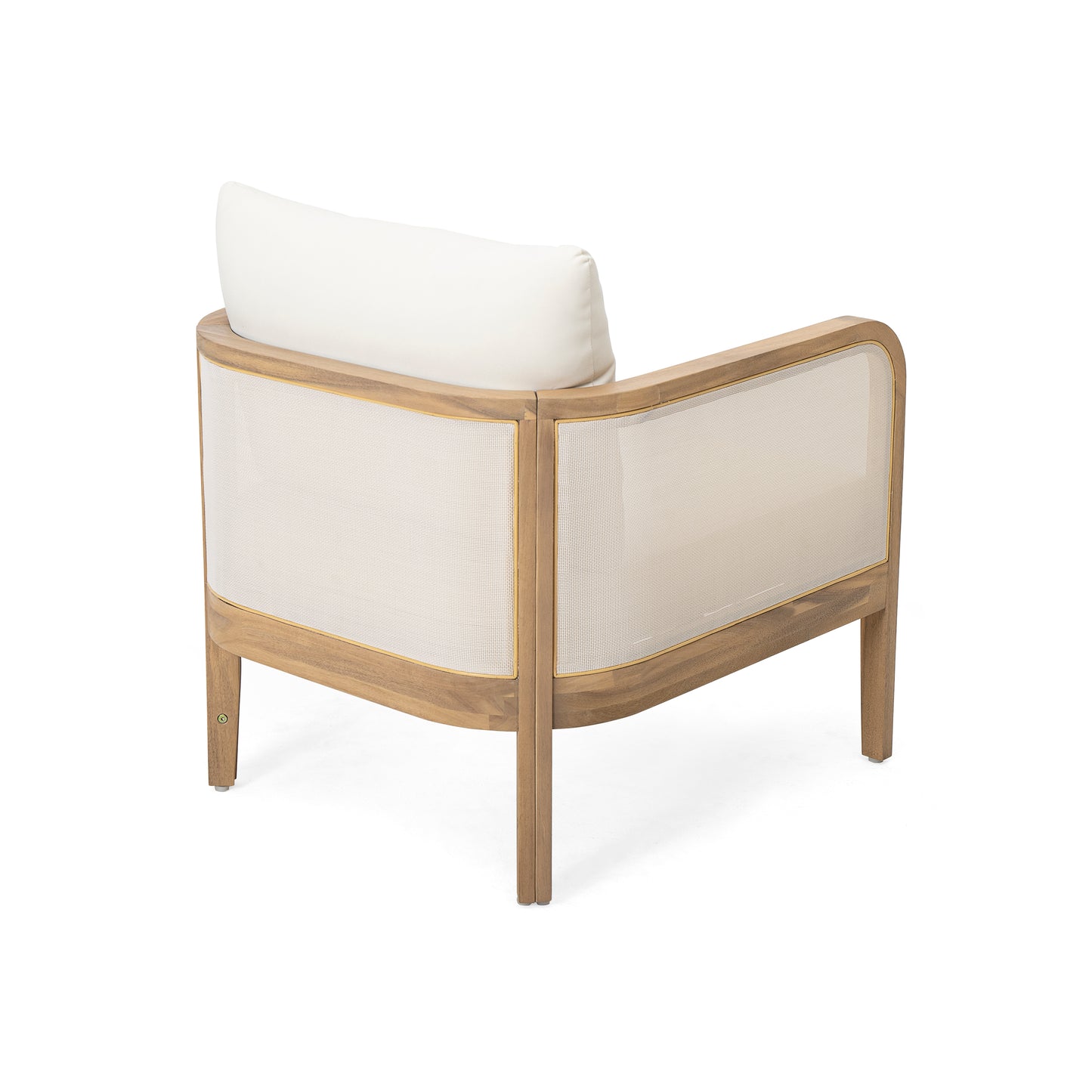 Outdoor Acacia Wood Patio Club Chair, Textilene Patio Furniture,Waterproof Thick Cushion Deep Seating for Porch, Garden, Backyard, Balcony, Weight Capacity 400lbs, Light Teak Finish, Beige image 7