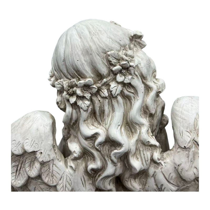 21.06" Tall Weathered Angel Cherub Garden Statue, Resin Dress Sculpture Figurine, Decorative Outdoor Yard Lawn Patio Backyard Landscape Ornament Decoration image 12