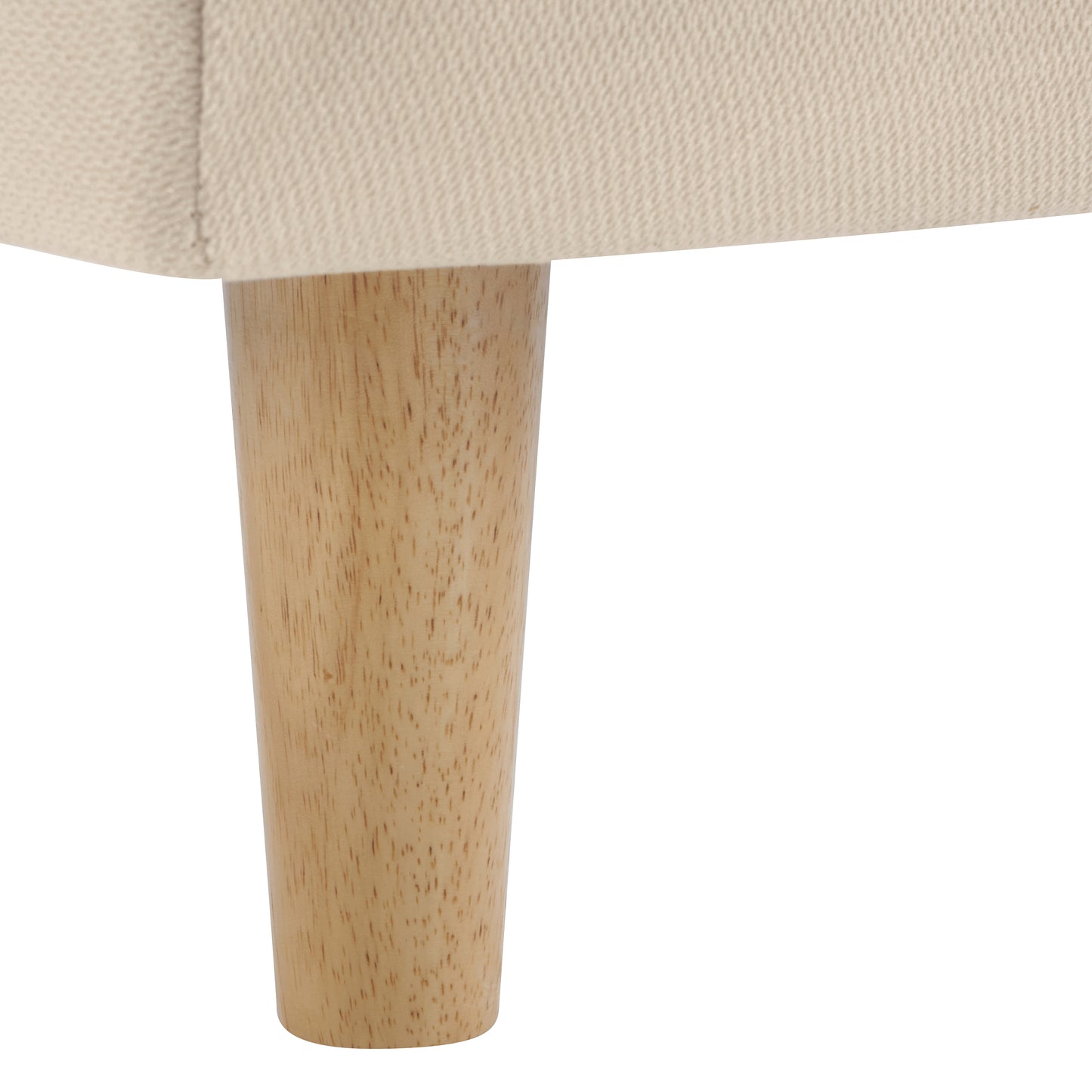 Beige Chunky Headboard Bed Frame, Solid Rubberwood Legs, King, 800lbs Capacity image 5