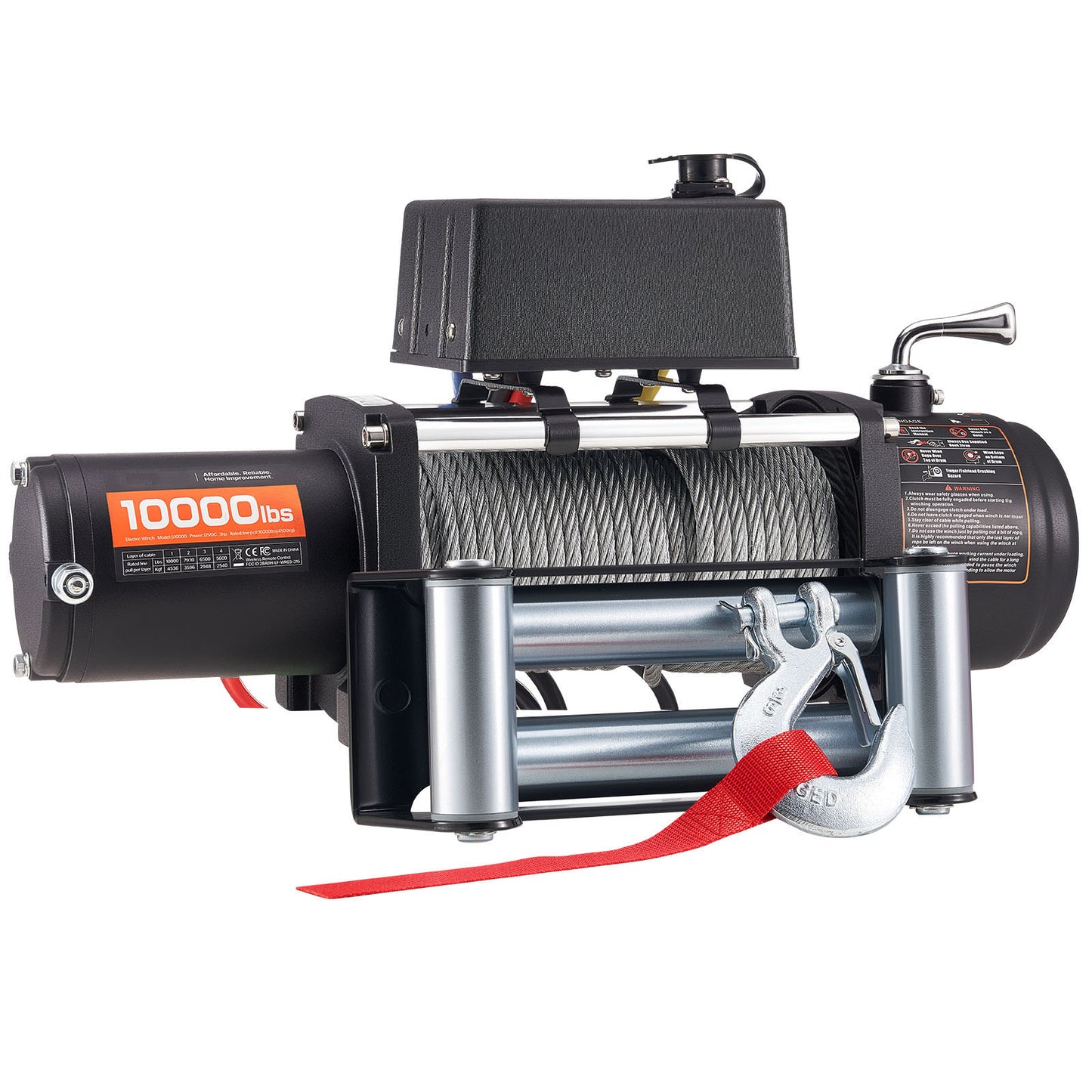 Electric Winch, 10000 lbs Load Capacity, 12V DC Truck Winch with Φ21/64 in x 65 ft Steel Rope, Wireless & Wired Remote Control, IP55 Waterproof for Towing SUV Jeep Trailer Boat Off-Road Vehicle image 4
