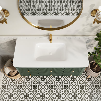 48" Wall Mounted & Floating Single Green Bathroom Vanity with Sink image 4