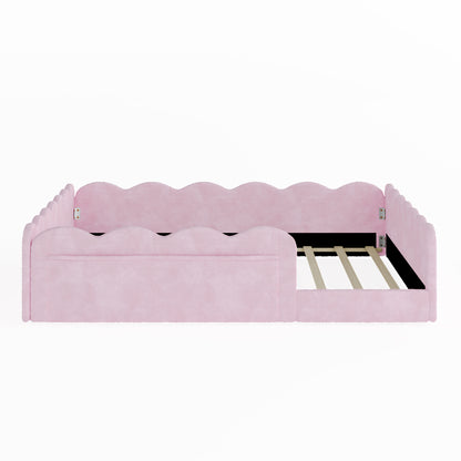 Full Size Upholstered Floor Bed, Pink image 3
