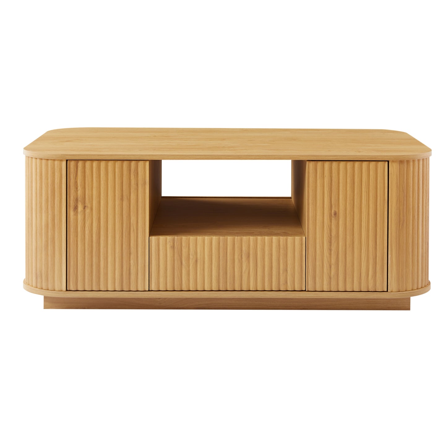 46.5"modern luxury oval coffee table with drawers and storage compartments, curved contour design, living room center coffee table, suitable for living rooms and offices, Natural, 46.5"L*27.2"W*17.7"H image 6