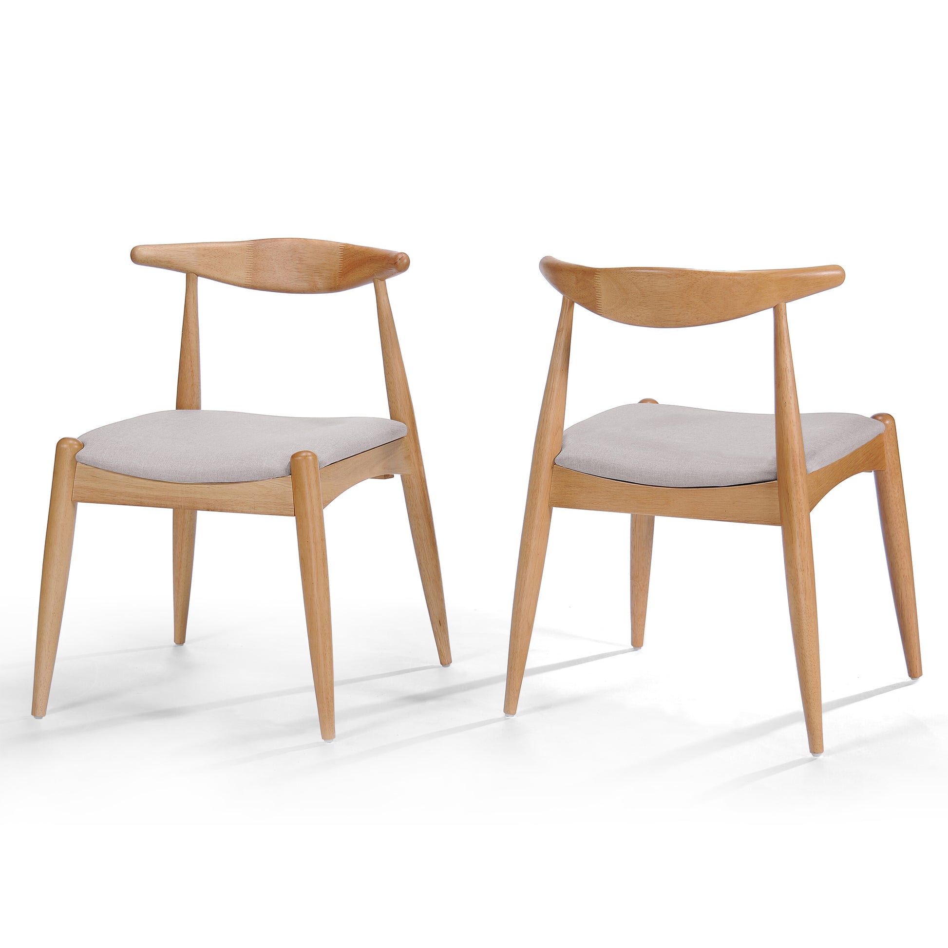 Set of 2 Rubberwood Dining Chairs with Ergonomic Backrest & Comfort Cushions, Natural+Beige (same sku: 59296.00FBEI) image 7
